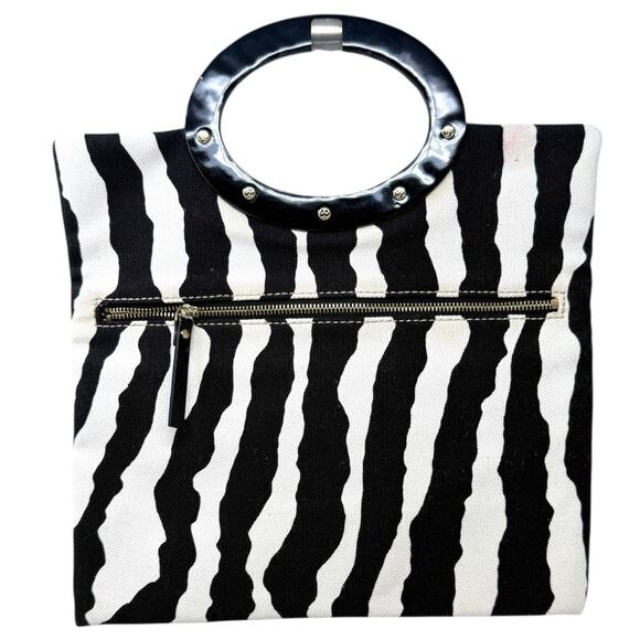 Vintage Kate Spade Y2K Zebra‎ Print Canvas Handbag Foldable Top Design - Picture 1 of 7